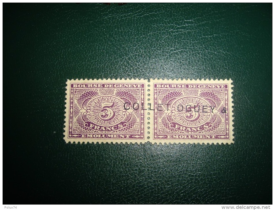 GENEVE BOURSE  Fiscal  5 Francs Paire - Revenue Stamps