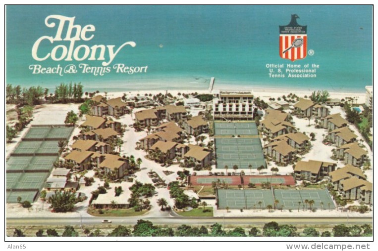 Sarasota Florida, Colony Beach &amp; Tennis Resort, Tennis Courts, C1970s Vintage Postcard - Sarasota