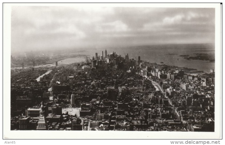 New York City, View Of Lower Manhattan From Empire State Building, C1940s Vintage Real Photo Postcard - Manhattan