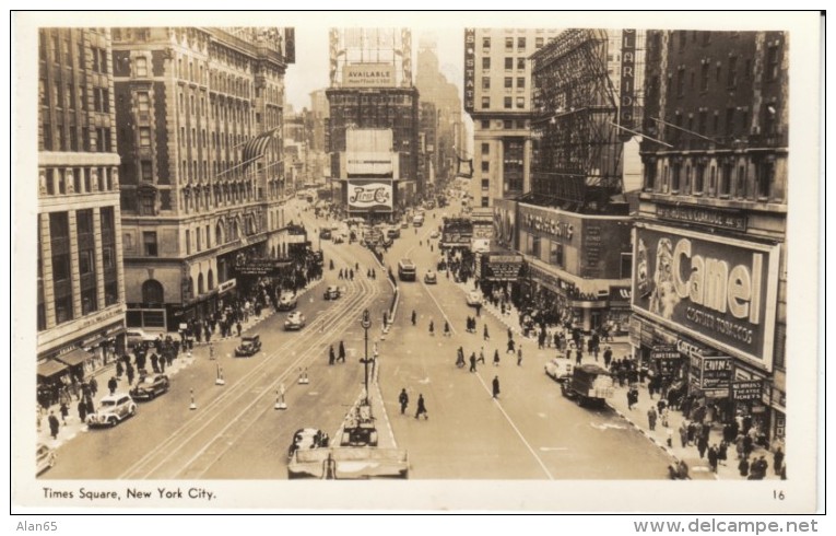 New York City, Times Square, Street Scene, Camel Cigarette Billboard, C1940s Vintage Real Photo Postcard - Time Square