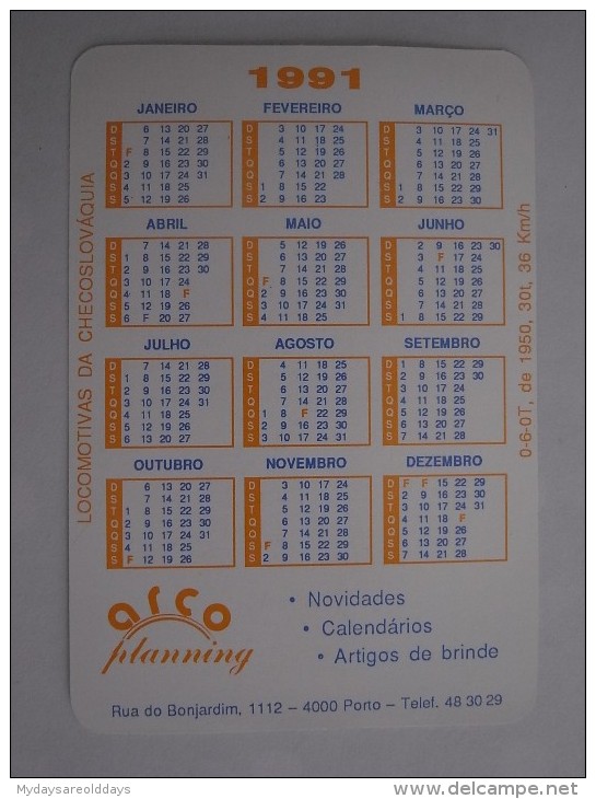 1 CALENDAR SMALL - PORTUGAL COMBOIO TRAIN TRENO CONVOY ZUG CP REFER - Small : 1991-00