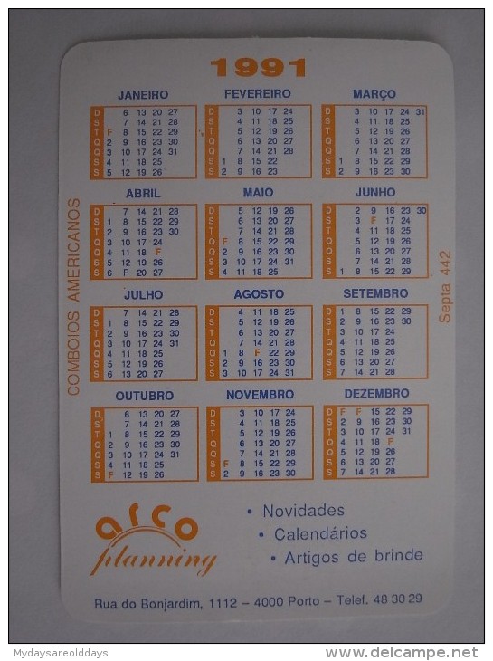 1 CALENDAR SMALL - PORTUGAL COMBOIO TRAIN TRENO CONVOY ZUG CP REFER - Formato Piccolo : 1991-00