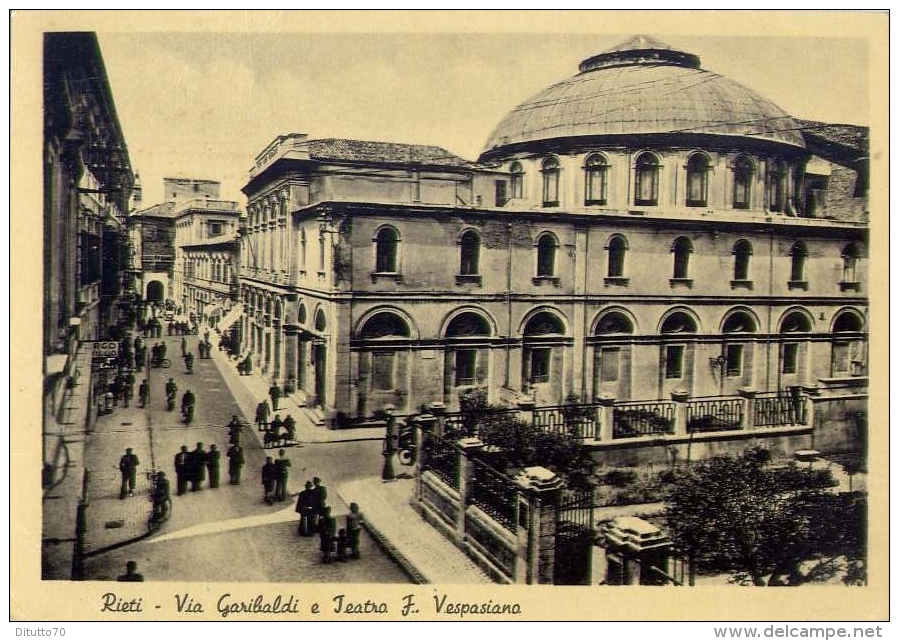 Rieti - Via Garibaldi E Teatro F.vespasiano - Formato Grande Viaggiata Mancante Di Affrancatura - Rieti