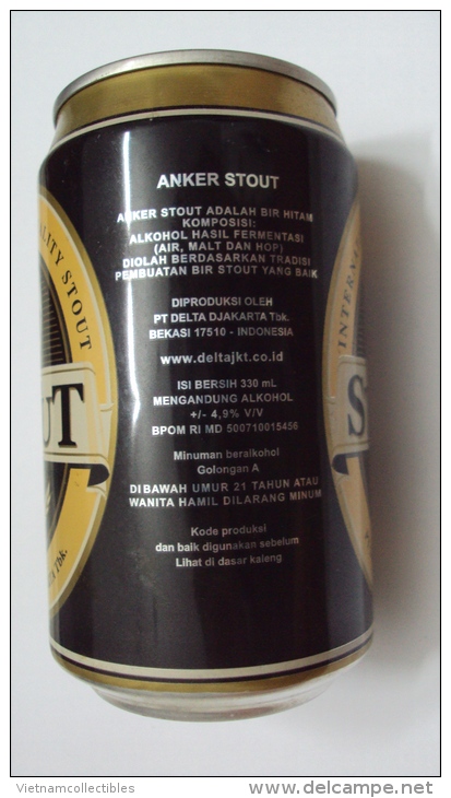 Indonesia Anker Stout 330ml Empty Beer Can / Opened By 2 Holes - Cannettes
