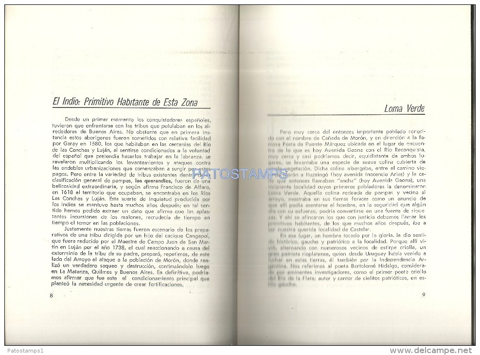 8988 ARGENTINA LIBRO RESEÑA HISTORIA DE CASTELAR BS AS 1º EDICION CESAR JAIME & CARLOS A GAMBARO CON IMAGENES YEAR 1972 - Autres & Non Classés