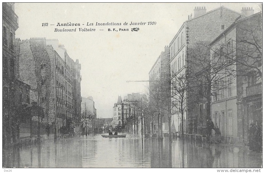 Asnières - Les Inondations De Janvier 1910 - Boulevard Voltaire - Carte B.F. N°182 Non Circulée - Floods