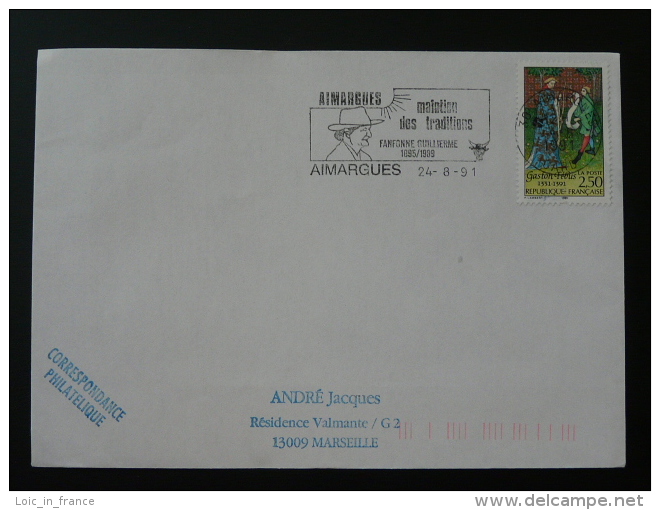 30 Gard Aimargues Maintien Des Traditions 1991 - Flamme Sur Lettre Postmark On Cover - Oblitérations Mécaniques (flammes)