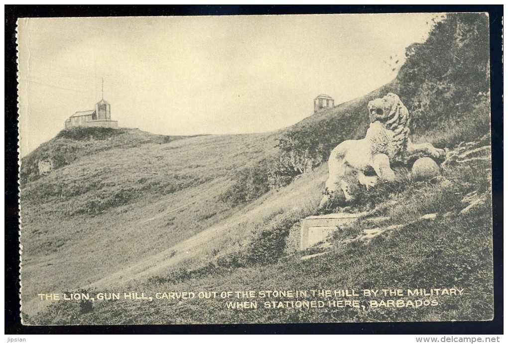 Cpa The Lion Gun Hill Carved Out Stone In The Hill By The Military When Stationed Here  Barbados , Barbades      AG15 19 - Barbades