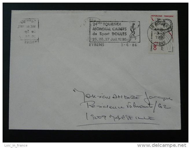 38 Isere Eybens Mondial Petanque 1986 - Flamme Sur Lettre Postmark On Cover - Boule/Pétanque