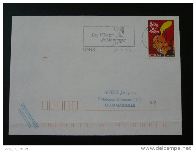 38 Isere Mens - Flamme Sur Lettre Postmark On Cover - Oblitérations Mécaniques (flammes)