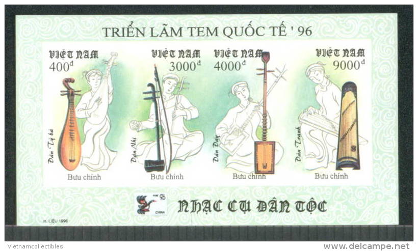 Vietnam Viet Nam MNH Imperf Sheetlet 1996 : National Musical Instruments / Music (Ms729) - Viêt-Nam