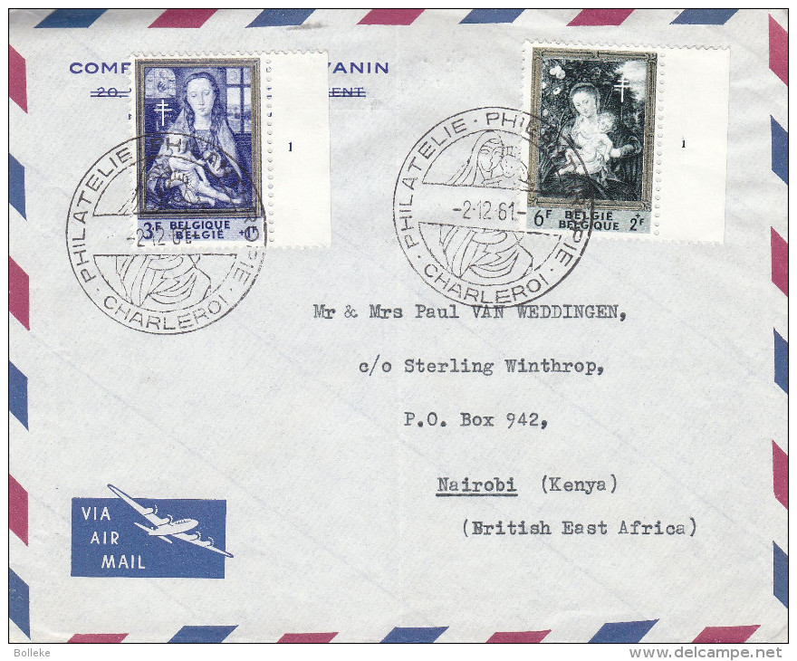 Religieux - Madonnes - Belgique - Lettre De 1961 ° - Oblit Charleroi - Avec Numéro De Planches - Exp Vers Le Kenya - 1961-1970