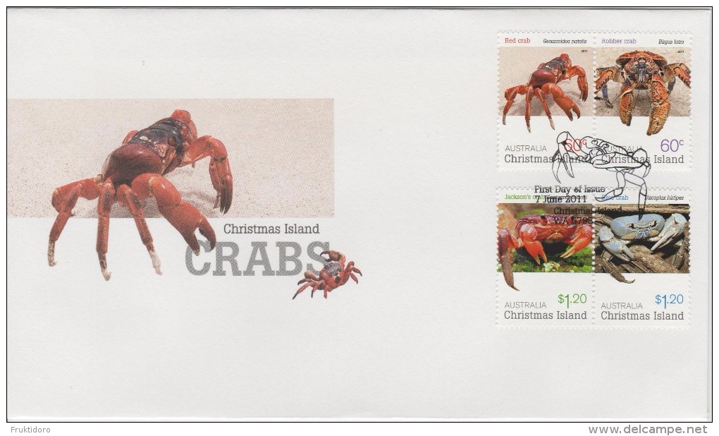 Christmas Island FDC Mi 703-706 - Crabs - Gecarcoidea Natalis - Birgus Latro - Karstarma Jacksoni - Discoplax Hirtipes - Christmaseiland