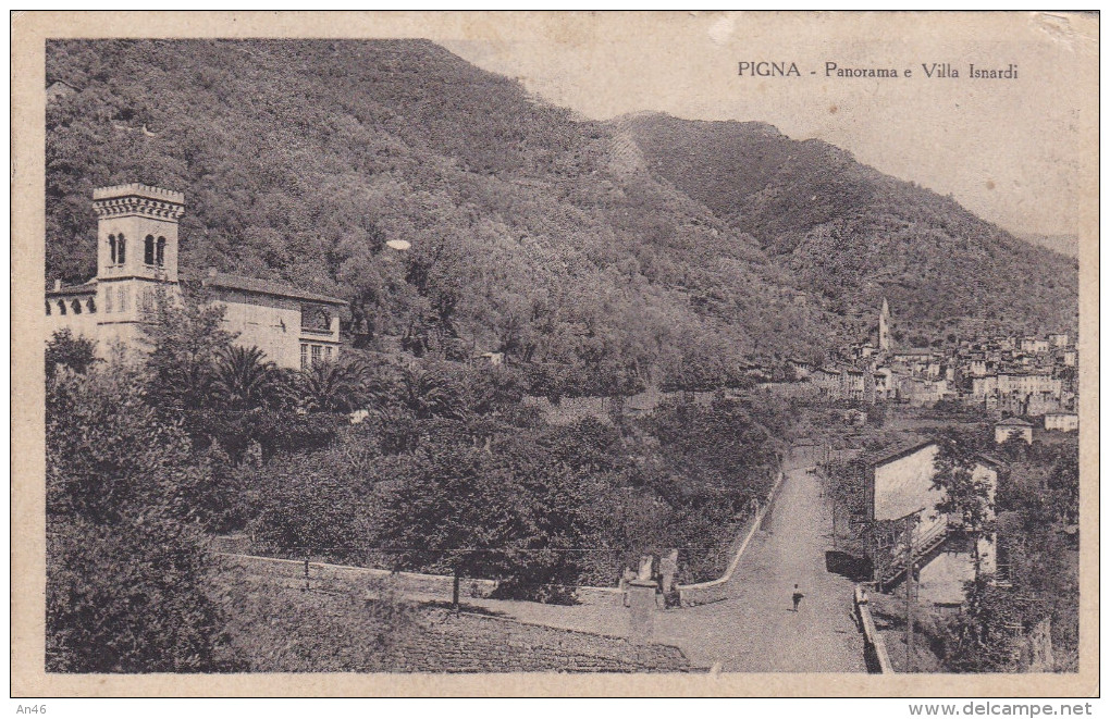 PIGNA -  PANORAMA E VILLA ISNARDI  VG 1929   AUTENTICA 100% - Imperia