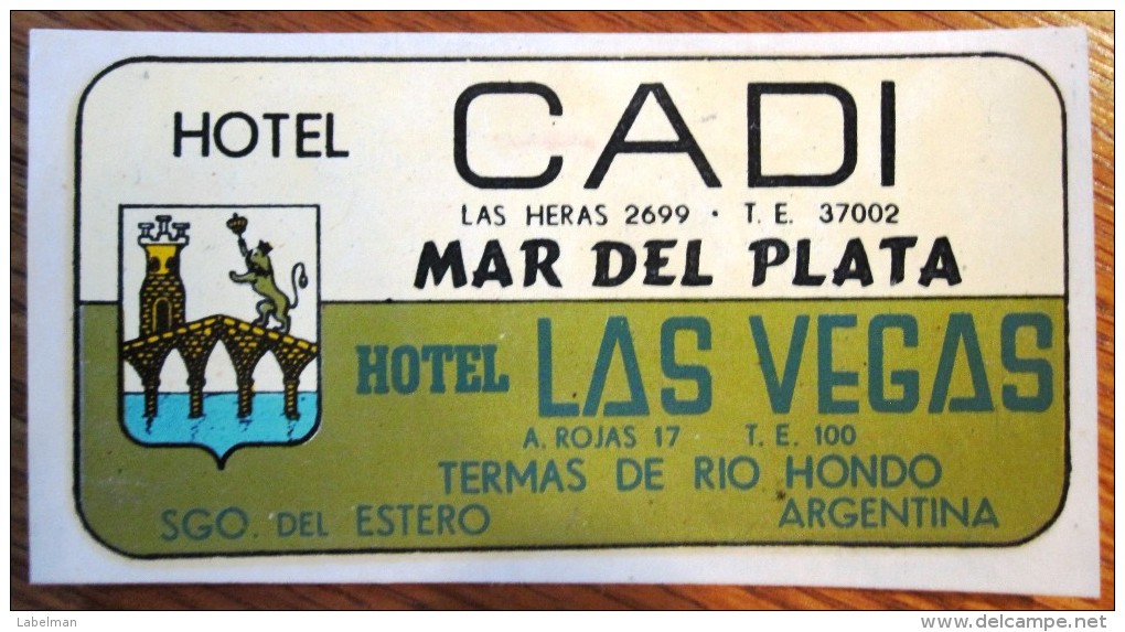 HOTEL PENSION MOTEL RESIDENCIA HOUSE BUENOS AIRES CADI MAR DEL PLATA ARGENTINA DECAL LUGGAGE LABEL ETIQUETTE AUFKLEBER - Hotel Labels