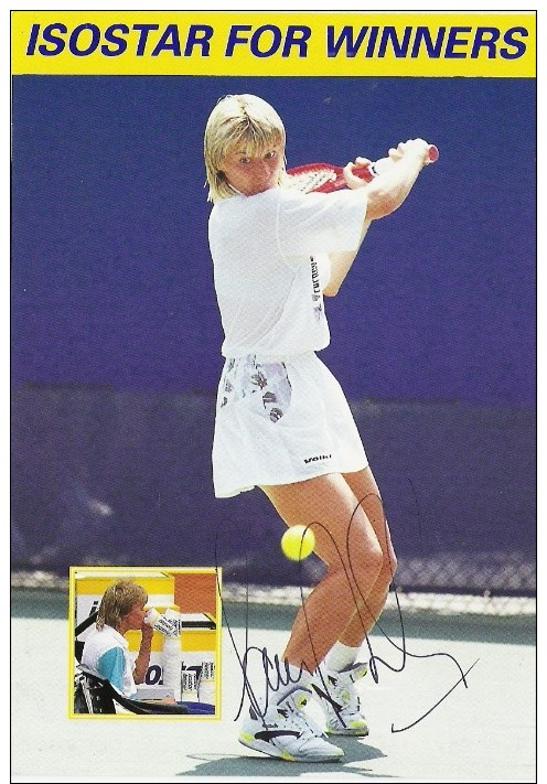 Jana Novotna (Czechoslovakia) Tennis Tennisplayer Postcard With Isostar Advert Card A 6,50 Euro - Tennis