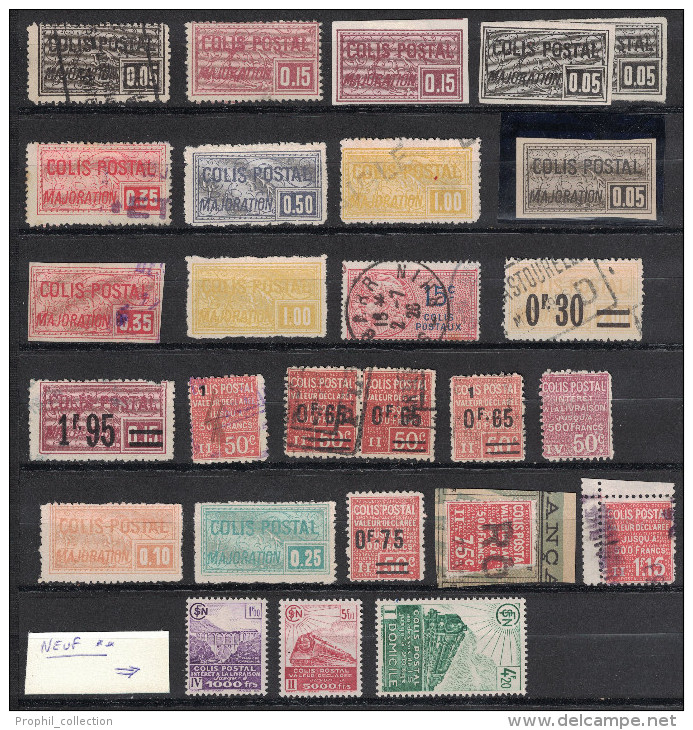 France - Lot De 26 Timbres Des COLIS POSTAUX Pour Une Cote D´environ 250€ Neufs ** / * (*) Et Oblitérés (dont Le N° 23) - Sonstige & Ohne Zuordnung