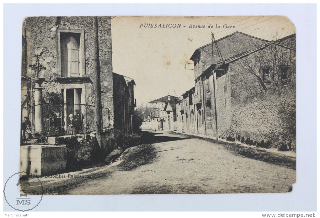 Old France Postcard - Puissalicon - Avenue De La Gare - Road Of The Train Station - Otros & Sin Clasificación