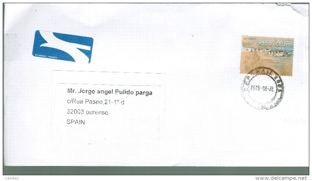 SOUTH AFRICA USED LETTRE 2013  INTERNATIONAL AIRMAIL SMALL LETTRE  2010 - Cartas & Documentos