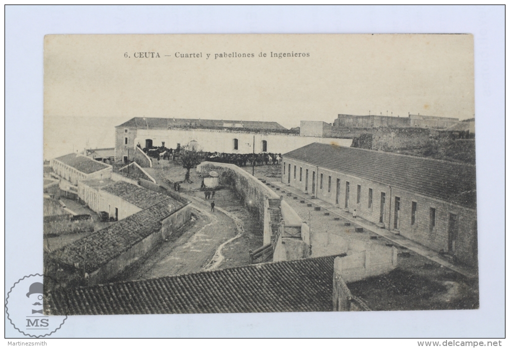 Old Postcard From Ceuta - Cuartel Y Pabellones De Ingenieros - Engineers Headquarters And Pavilions - Ceuta