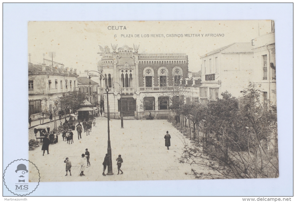 Old Postcard From Ceuta - Plaza De Los Reyes, Casinos Militar Y Africano - Square Of Kings, Military Casinos And African - Ceuta