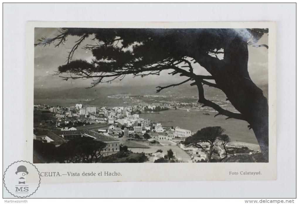 Old Real Photo Postcard From Ceuta - Vista Desde El Hacho / View From Hacho - Ceuta