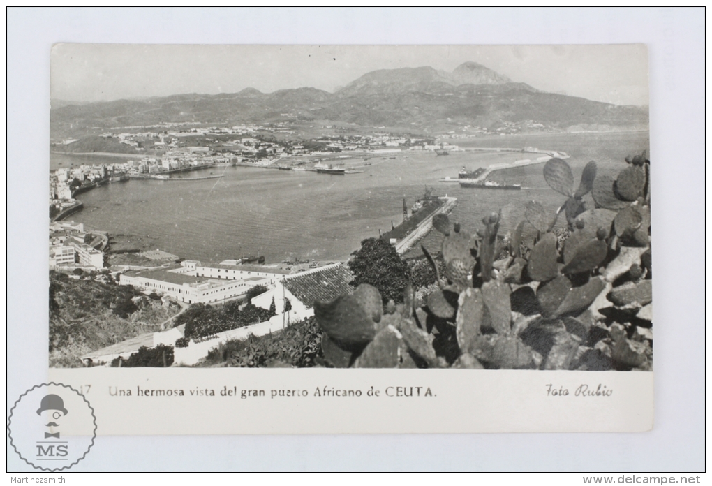 Old Real Photo Postcard From Ceuta -  Vista Del Gran Puerto Africano / View Of The Grand African Harbour - Ceuta