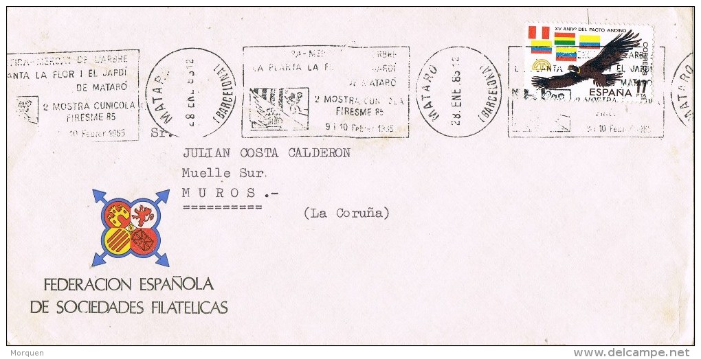 12883. Carta MATARÓ (Barcelona) 1983. Rodillo Publicitario Fira Arbre Y Cunicola - Cartas & Documentos