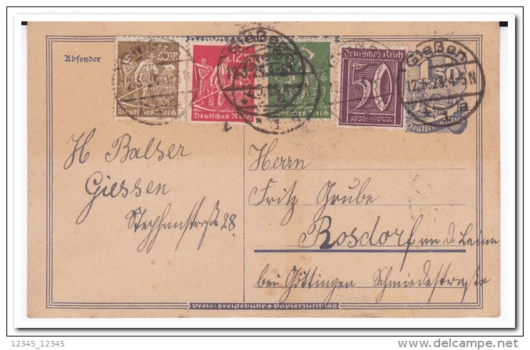 Poststempel Giessen 1923, Postkarte - Briefe U. Dokumente