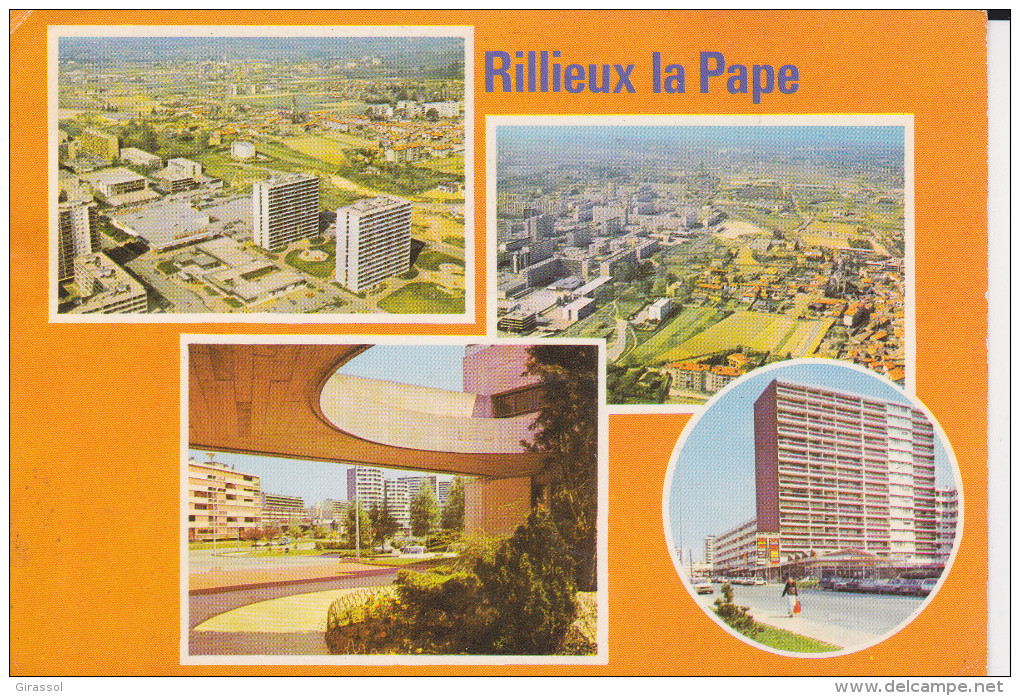 CPSM RILLIEUX LA PAPE 69 VUE GENERALE AERIENNE QUARTIER DE L EGLISE CENTRE COMMERCIAL AVENUE DE L EUROPE ED CIM 1975 - Rillieux La Pape