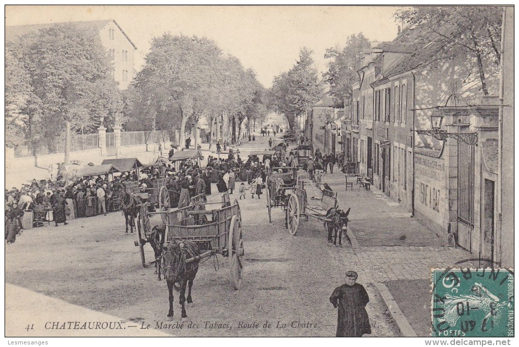 CPA - CHATEAUROUX - Le Marché Des Tabacs, Route De La Châtre. - Chateauroux