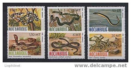 MOZAMBIQUE 1982, SERPENTS, 6 Valeurs, Neufs / Mint. R205 - Autres & Non Classés