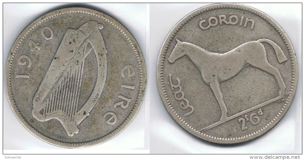 IRLANDA EIRE HALF CROWN 1928 PLATA SILVER - Irlanda