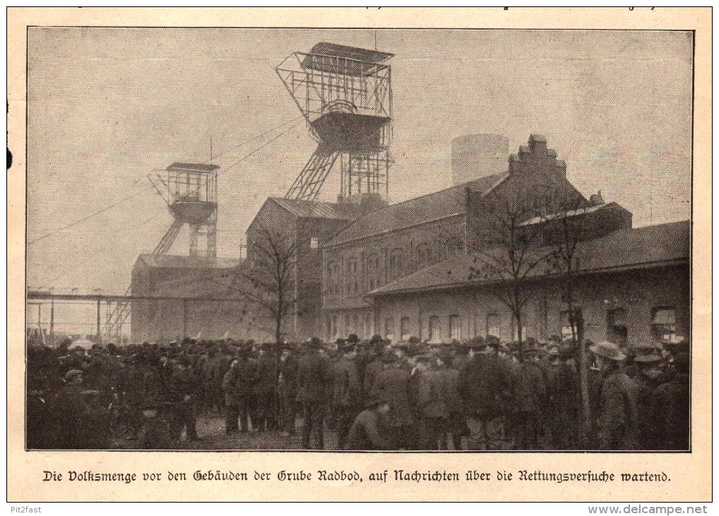 Original Zeitungsausschnitt - 1911 -  Unglück In Zeche Radbod , Bockum-Hövel B. Hamm , Bergwerk !!! - Hamm