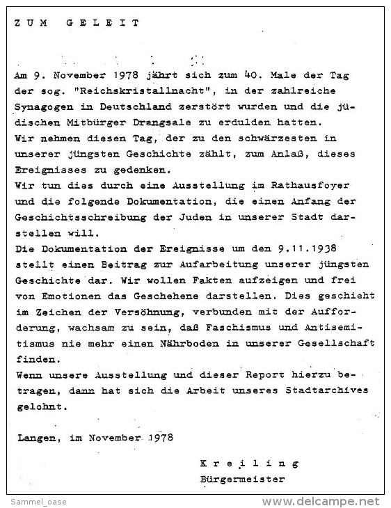 Langen Bei Offenbach  -  Geschichte Der Jüdischen Gemeinde Und Ihrer Synagoge  -  1978 - Kronieken & Jaarboeken
