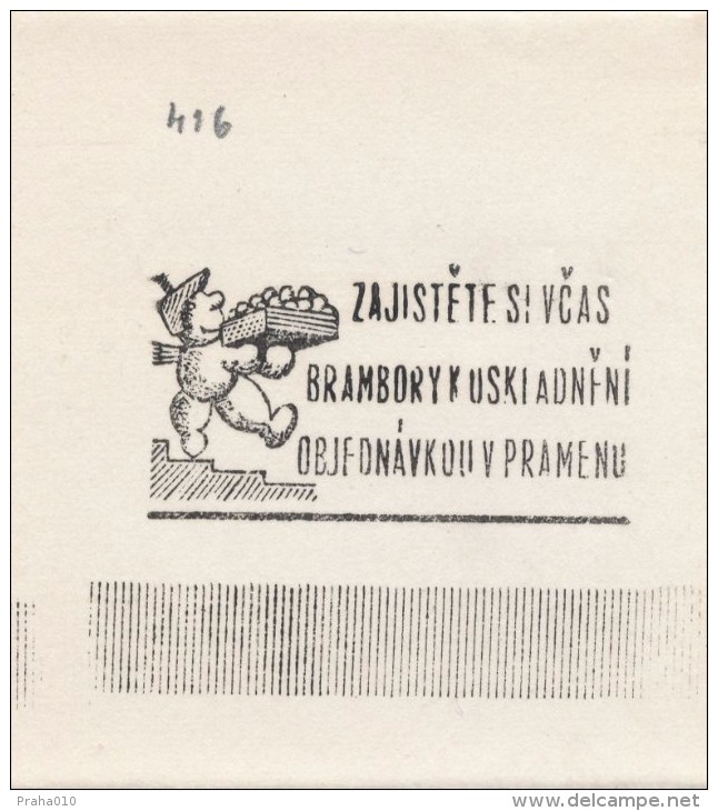 J1347 - Czechoslovakia (1945-79) Control Imprint Stamp Machine (R!): Receive Timely Potatoes For Storage In Order Pramen - Proofs & Reprints