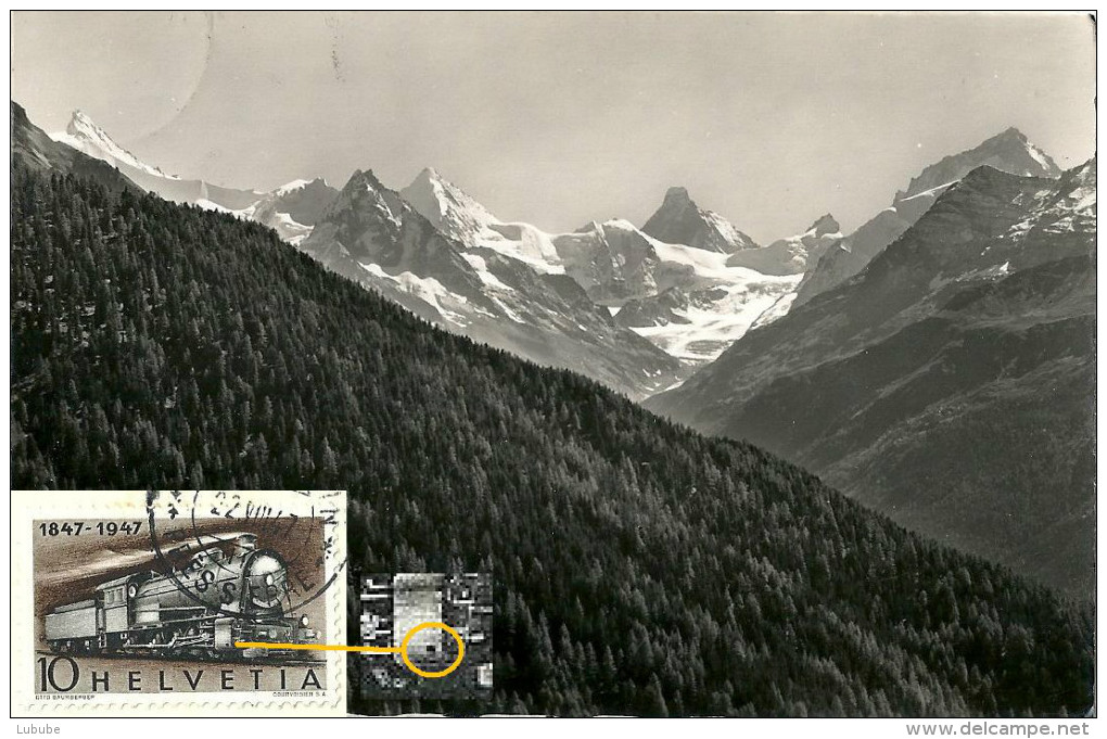 AK  "La Belle Forêt De Chandolin - St.Luc"  (Markenabart)               1947 - Plaatfouten
