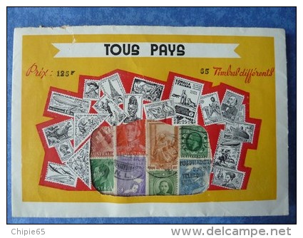 LOT DE 65 TIMBRES DIFFERENTS DANS SA POCHETTE D'ORIGINE - Lots & Kiloware (max. 999 Stück)