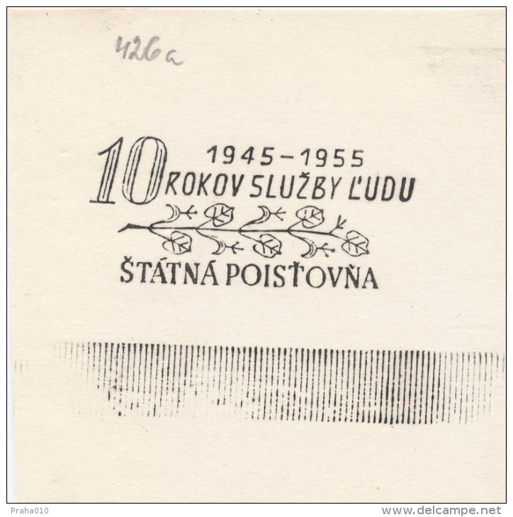 J1352 - Czechoslovakia (1945-79) Control Imprint Stamp Machine (R!): National Insurance; 10 Years Of Service People - Proofs & Reprints