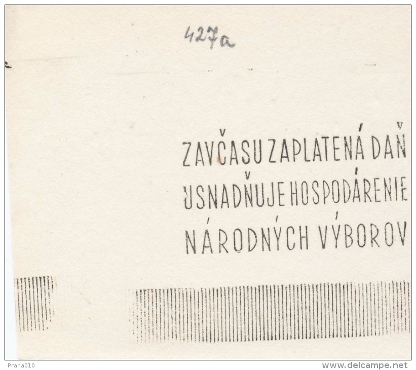 J1357 - Czechoslovakia (1945-79) Control Imprint Stamp Machine (R!): Tax Paid On Time Facilitates Management Of Natio... - Ensayos & Reimpresiones