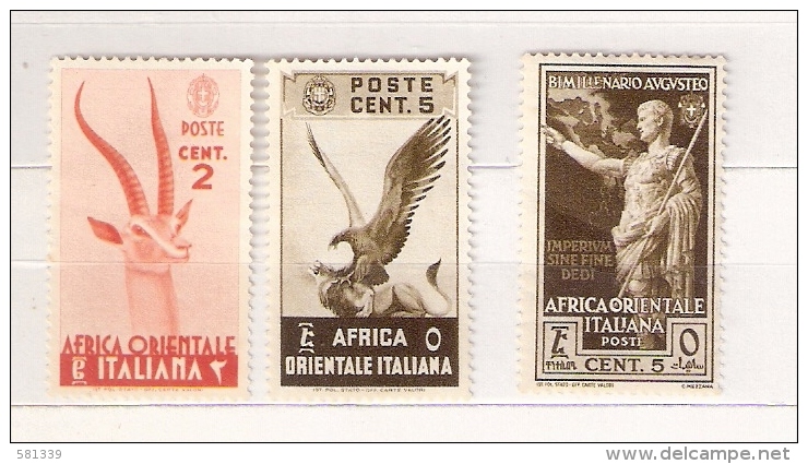 AFRICA ORIENTALE ITALIANA 1938 - Pittorica C.2 E C. 5 + Bimillenario C.5 , Nuovi - Italienisch Ost-Afrika