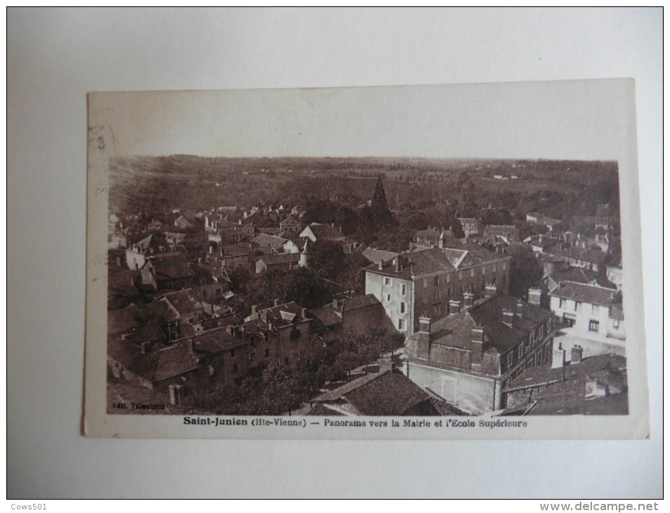 Saint -Junien (87) Panorama Vers La Mairie Et L´école Supérieure En 1936 - Saint Junien