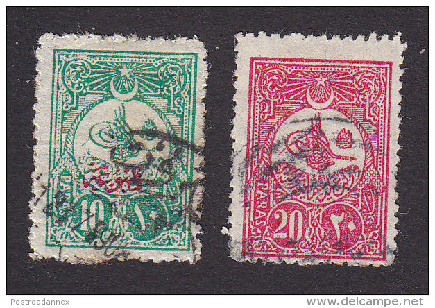 Turkey, Scott #P56-57, Used, Tughra Overprinted, Issued 1908 - Used Stamps