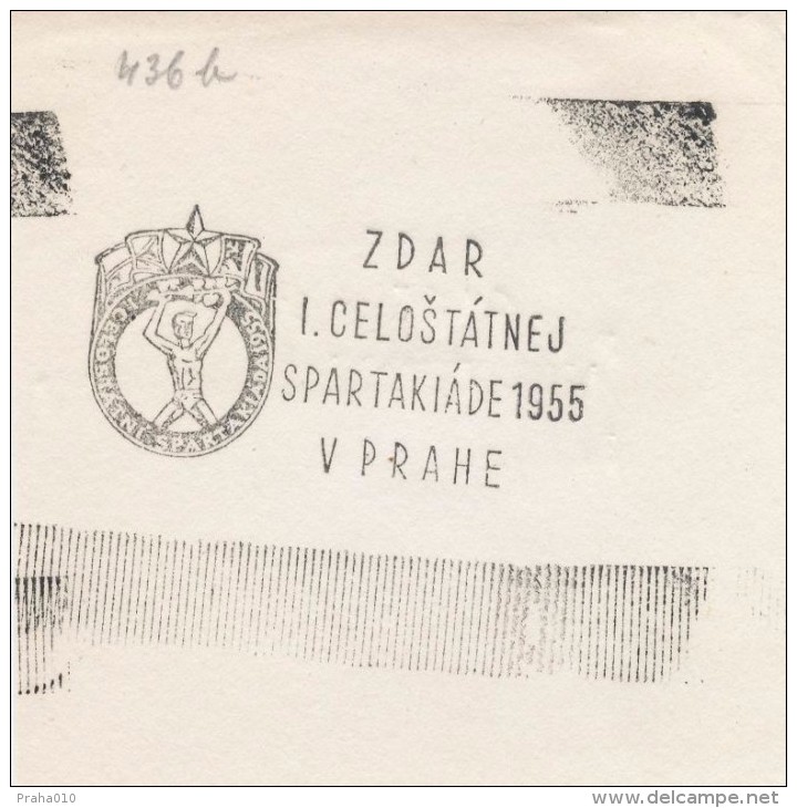 J1378 - Czechoslovakia (1945-79) Control Imprint Stamp Machine (R!): Success I. National Spartakiade 1955 In Prague (SK) - Ensayos & Reimpresiones