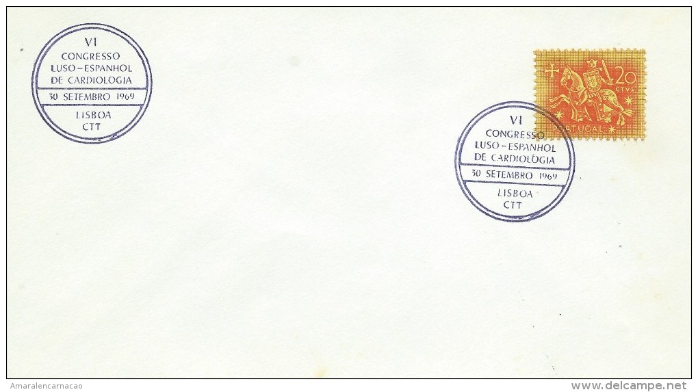 TIMBRES - STAMPS- MARCOPHILIE - PORTUGAL - VI CONGRÈS LUSO-ESPAGNOL DE CARDIOLOGIE - CACHET 30-09-1969 - LISBOA - Postal Logo & Postmarks