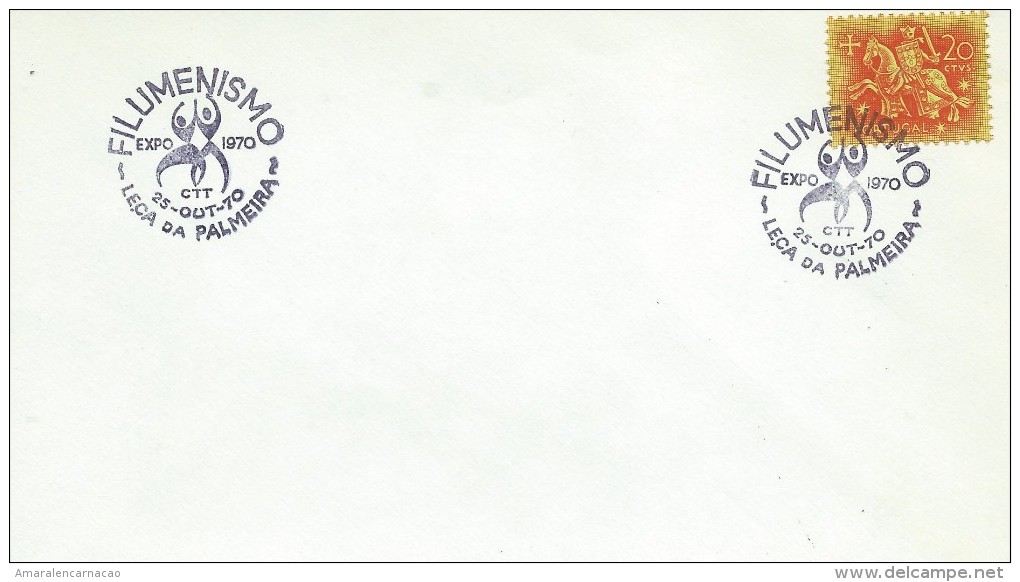 TIMBRES - STAMPS- MARCOPHILIE - PORTUGAL - FILUMINISMO - EXPO 1970 - CACHET 25-10-1970 - LEÇA DA PALMEIRA - Flammes & Oblitérations