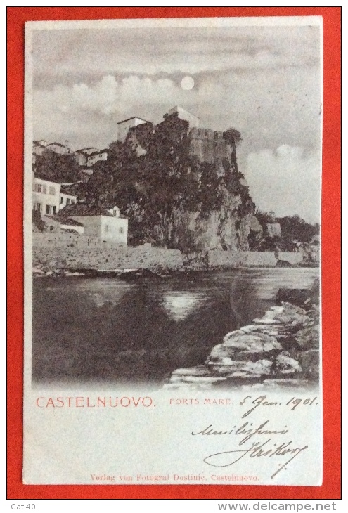 MONTENEGRO -  CASTELNUOVO  - PORTS MARE - NOTTURNO   - VIAGGIATA A BOLOGNA NEL 1901 - Montenegro