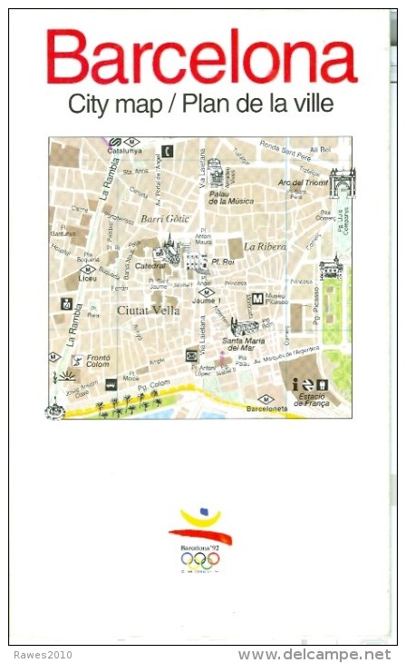 Spanien Olympische Spiele 1992 Barcelona Stadtplan Mit Olympia-Sportstätten - Other & Unclassified