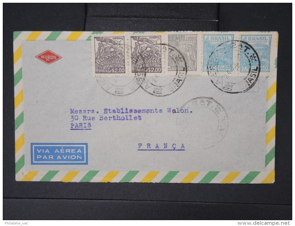 BRESIL-Oblitération " Aeree Zat Brasil En 1950 Sur Enveloppe Pour Paris  A Voir   LOT P5080 - Lettres & Documents