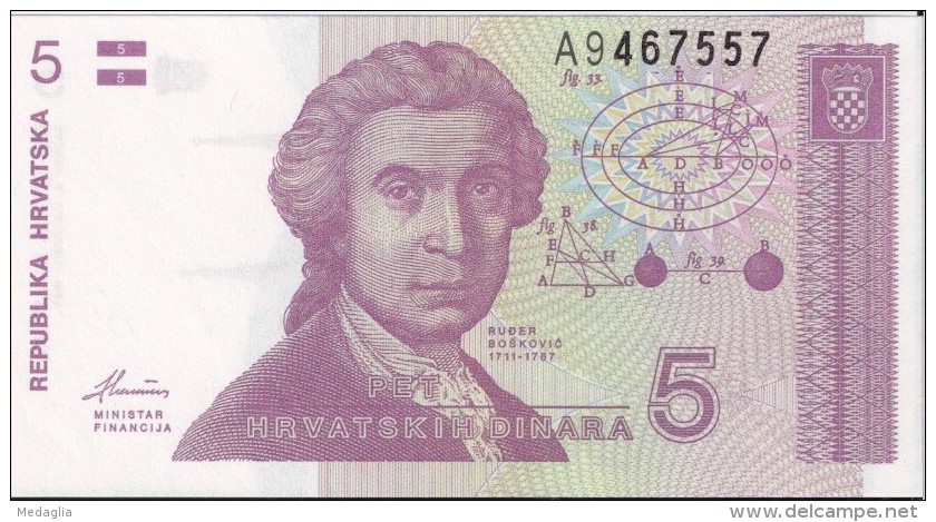 CROATIE - 5 Dinara 1991 - UNC - Kroatië